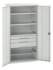 Bott Verso Basic Tool Cupboards Cupboard with shelves Verso 1050x550x2000H Cupboard 3 Drawer 4 Shelf